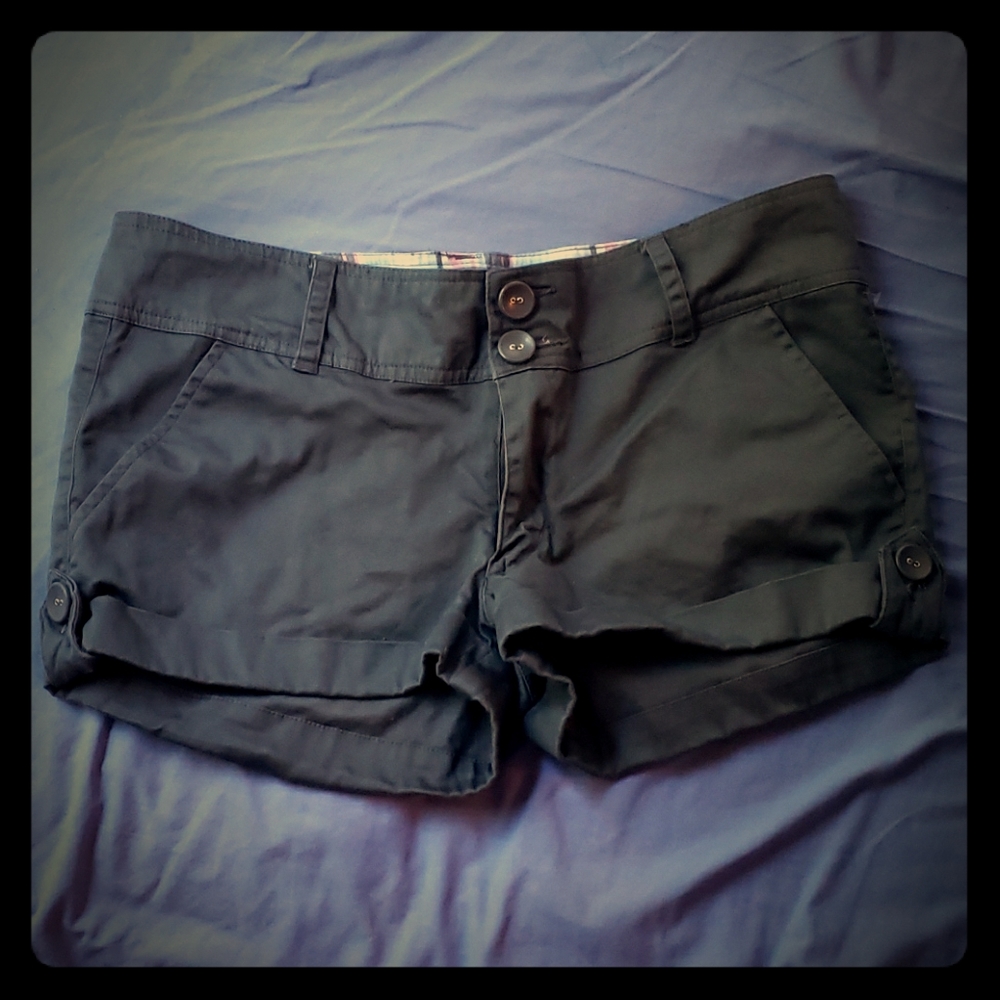 Grey Shorts with cuffed/buttoned leg openings